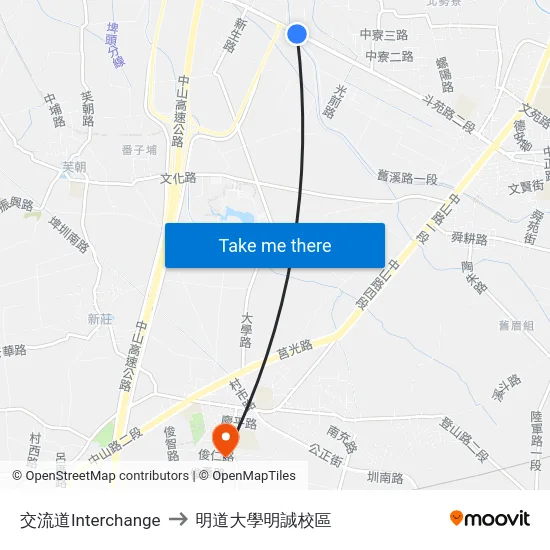 交流道Interchange to 明道大學明誠校區 map