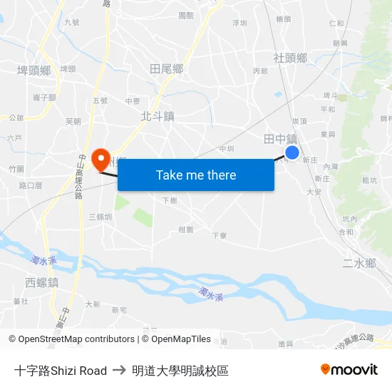 十字路Shizi  Road to 明道大學明誠校區 map