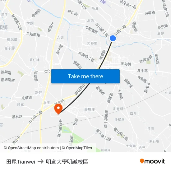 田尾Tianwei to 明道大學明誠校區 map