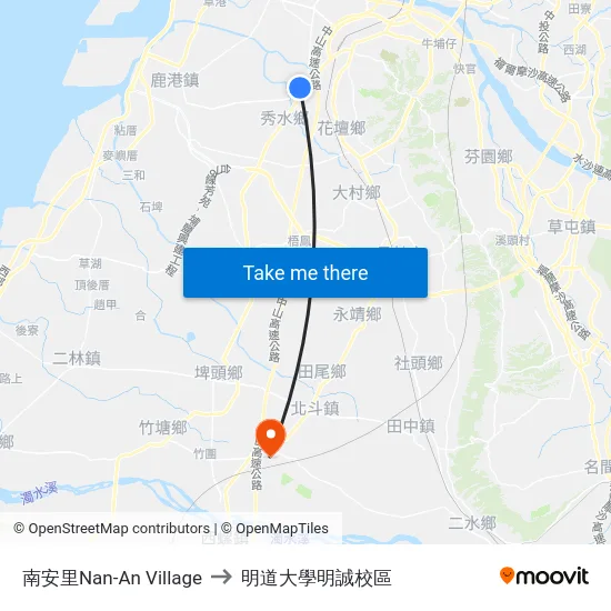 南安里Nan-An Village to 明道大學明誠校區 map