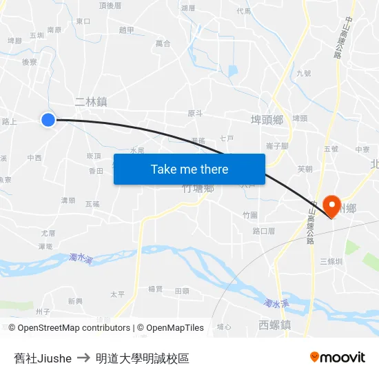 舊社Jiushe to 明道大學明誠校區 map