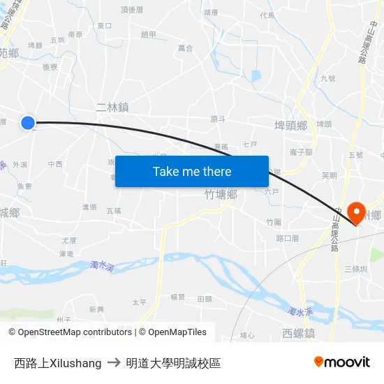 西路上Xilushang to 明道大學明誠校區 map