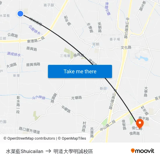 水菜藍Shuicailan to 明道大學明誠校區 map