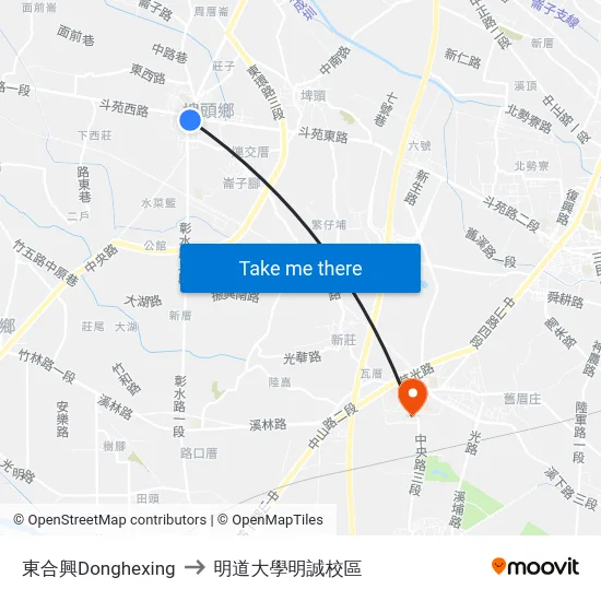 東合興Donghexing to 明道大學明誠校區 map