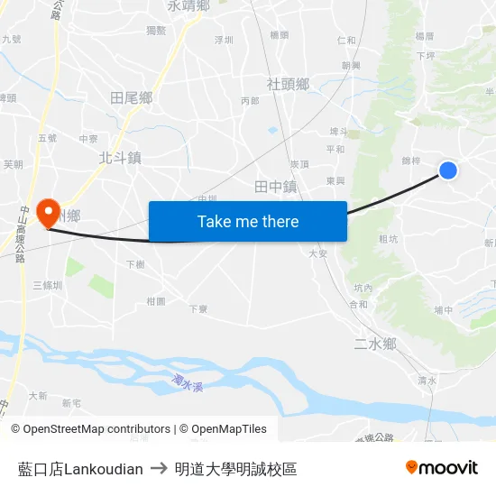 藍口店Lankoudian to 明道大學明誠校區 map
