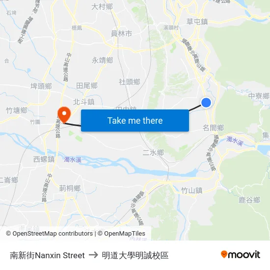 南新街Nanxin Street to 明道大學明誠校區 map