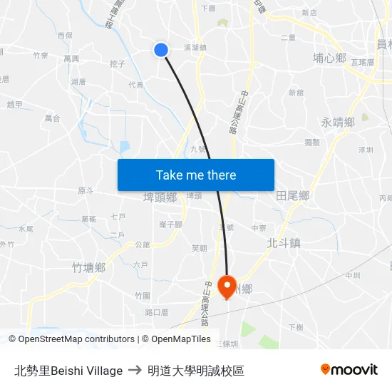 北勢里Beishi Village to 明道大學明誠校區 map