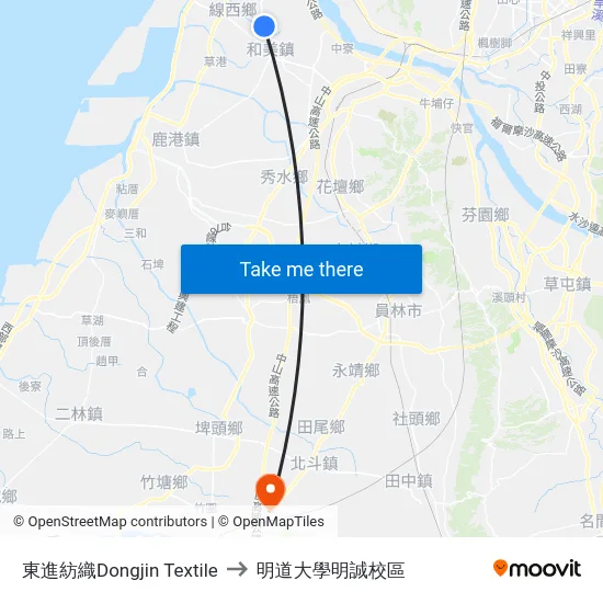 東進紡織Dongjin Textile to 明道大學明誠校區 map