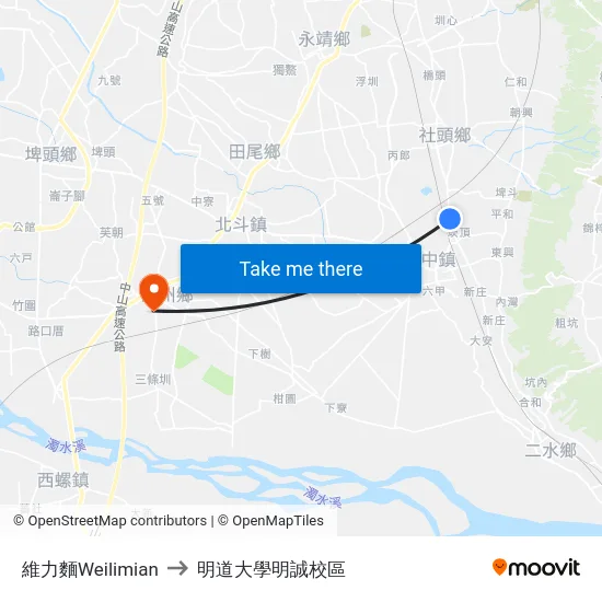 維力麵Weilimian to 明道大學明誠校區 map