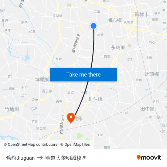 舊館Jiuguan to 明道大學明誠校區 map
