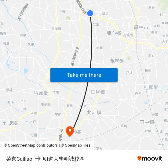 菜寮Cailiao to 明道大學明誠校區 map