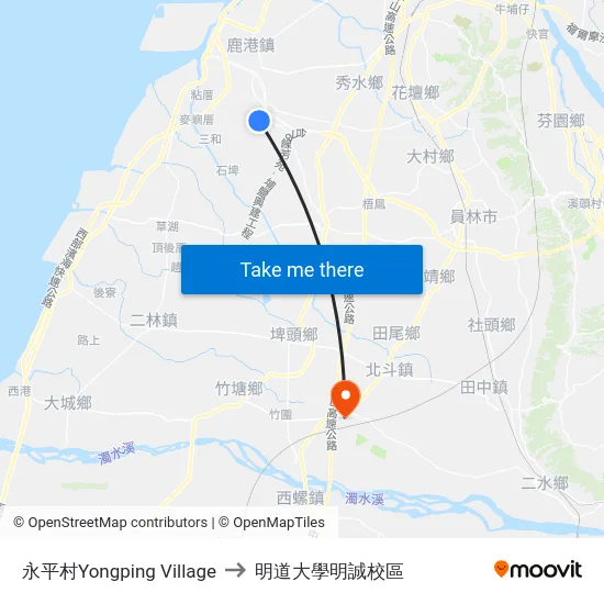 永平村Yongping Village to 明道大學明誠校區 map