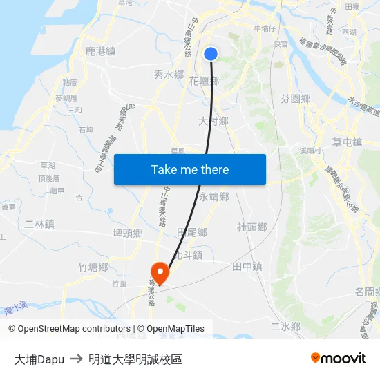 大埔Dapu to 明道大學明誠校區 map