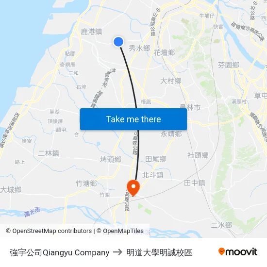 強宇公司Qiangyu Company to 明道大學明誠校區 map