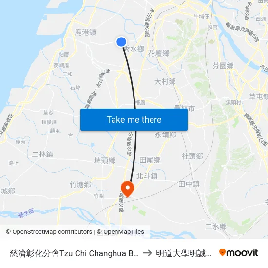 慈濟彰化分會Tzu Chi Changhua Branch to 明道大學明誠校區 map