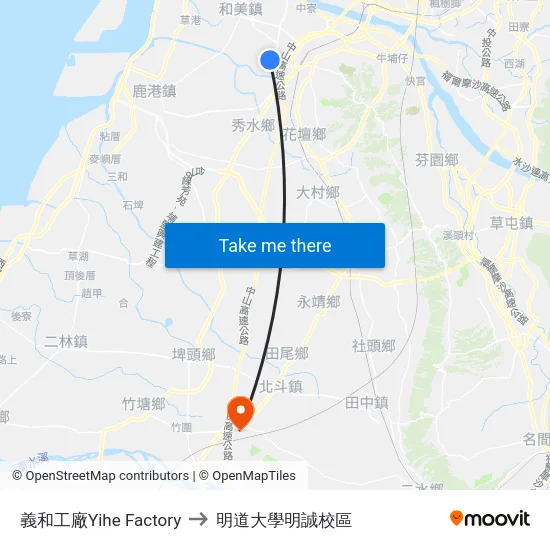 義和工廠Yihe Factory to 明道大學明誠校區 map