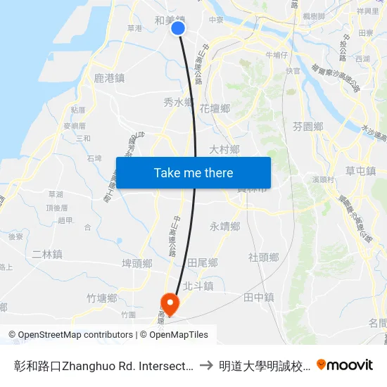 彰和路口Zhanghuo Rd. Intersection to 明道大學明誠校區 map