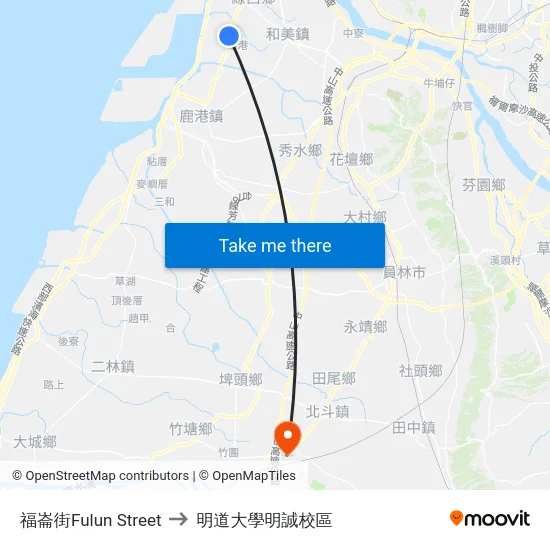福崙街Fulun Street to 明道大學明誠校區 map