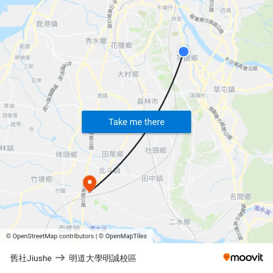 舊社Jiushe to 明道大學明誠校區 map
