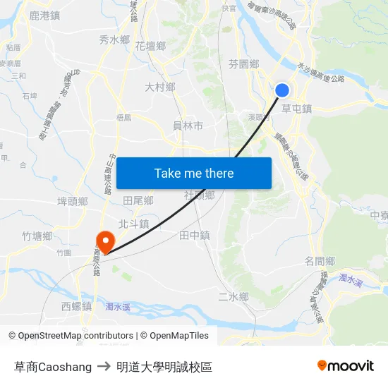 草商Caoshang to 明道大學明誠校區 map