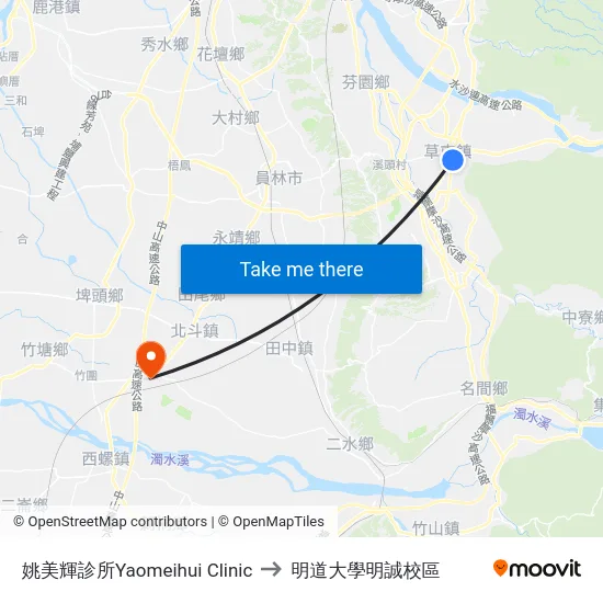 姚美輝診所Yaomeihui Clinic to 明道大學明誠校區 map