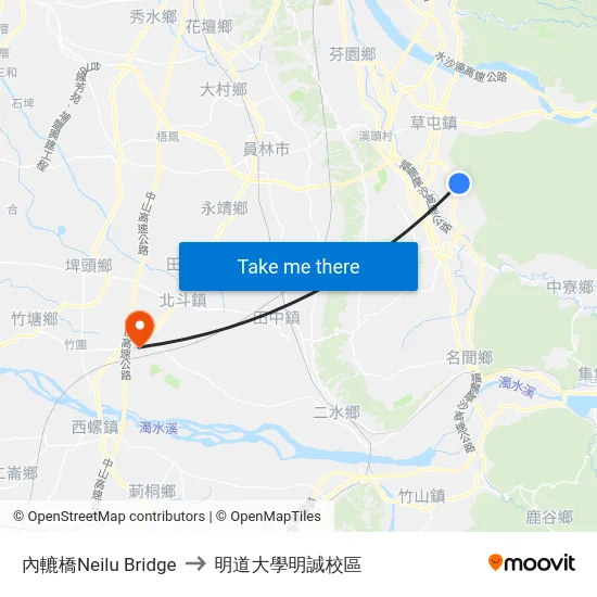 內轆橋Neilu Bridge to 明道大學明誠校區 map