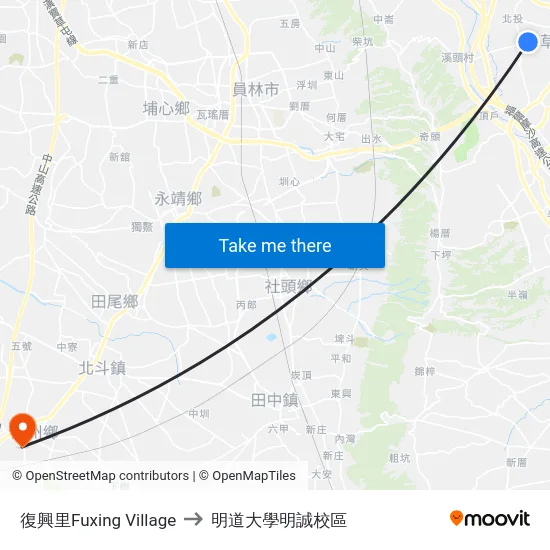 復興里Fuxing Village to 明道大學明誠校區 map