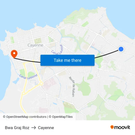 Bwa Graj Roz to Cayenne map