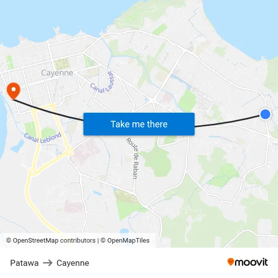 Patawa to Cayenne map