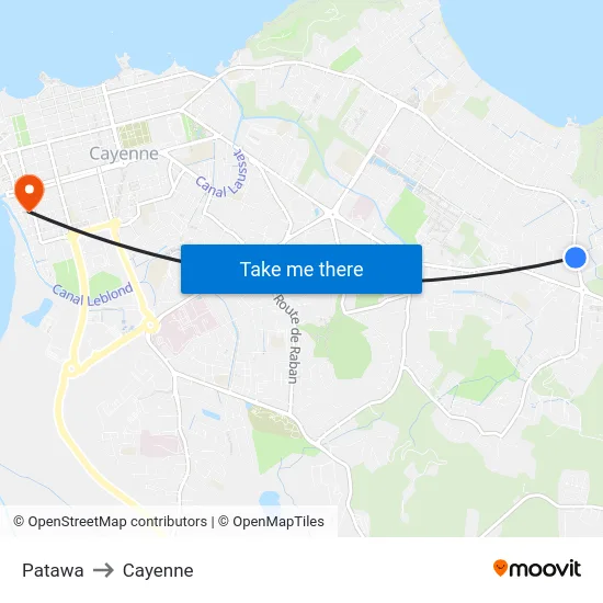 Patawa to Cayenne map