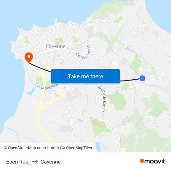 Ebèn Rouj to Cayenne map