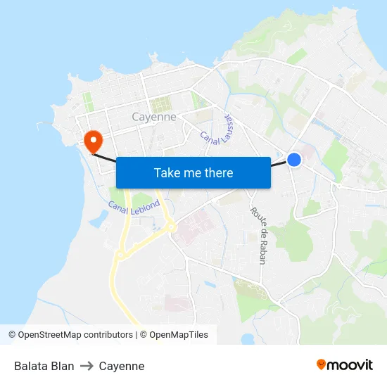 Balata Blan to Cayenne map