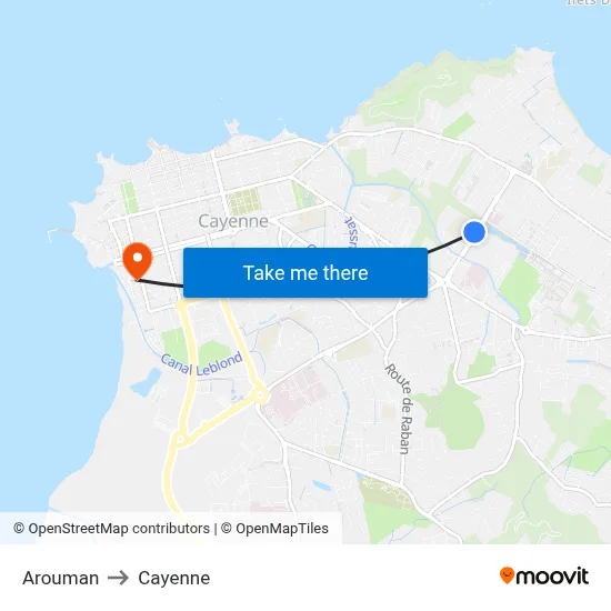 Arouman to Cayenne map