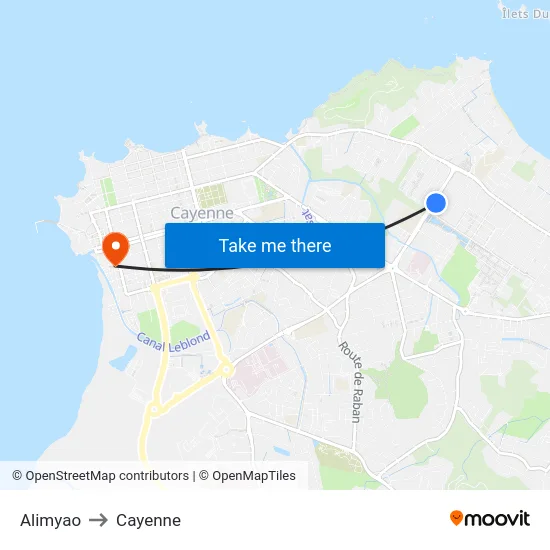 Alimyao to Cayenne map