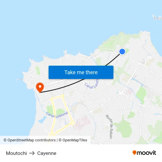 Moutochi to Cayenne map