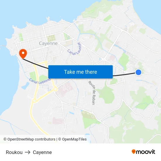 Roukou to Cayenne map