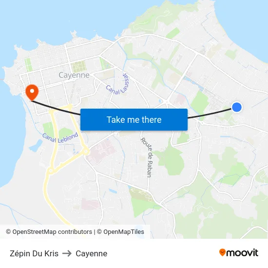 Zépin Du Kris to Cayenne map