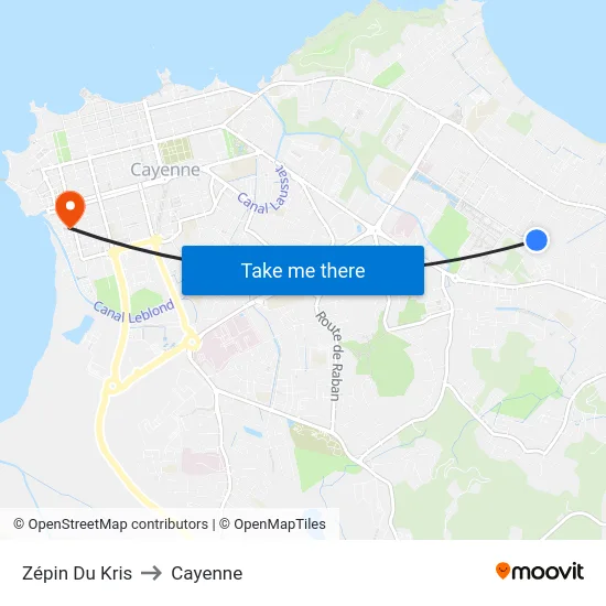 Zépin Du Kris to Cayenne map