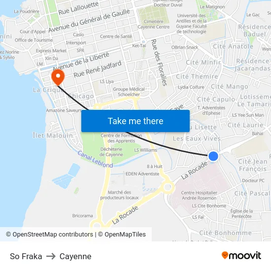So Fraka to Cayenne map