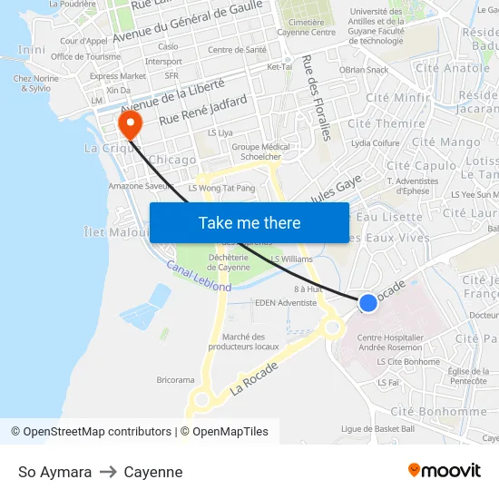 So Aymara to Cayenne map