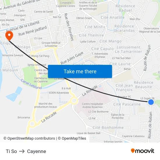 Ti So to Cayenne map