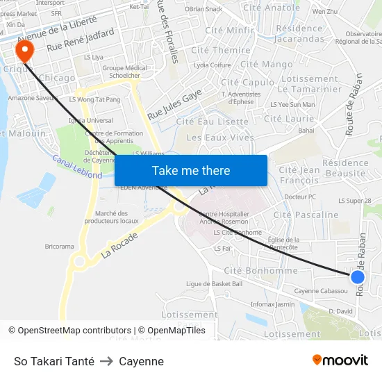So Takari Tanté to Cayenne map