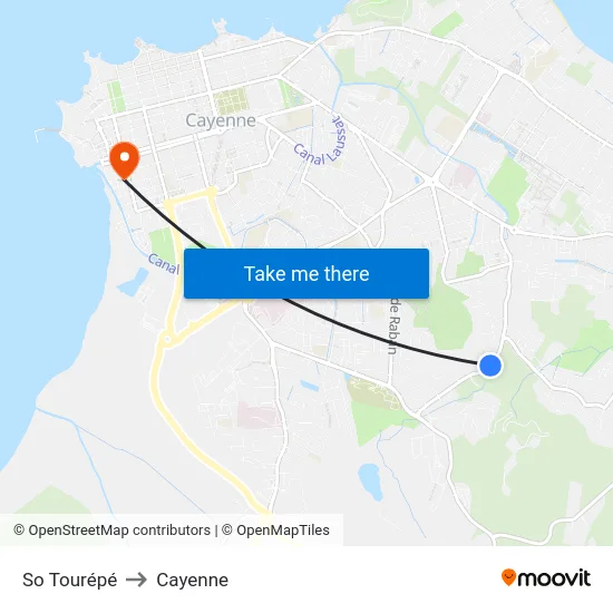 So Tourépé to Cayenne map