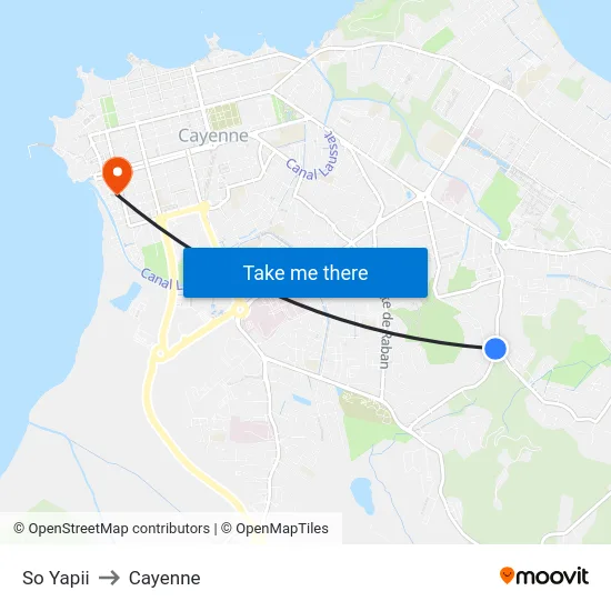So Yapii to Cayenne map