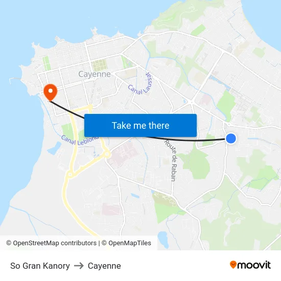 So Gran Kanory to Cayenne map