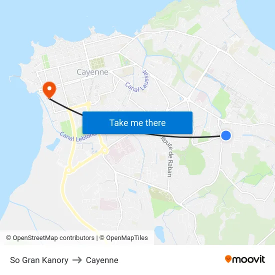 So Gran Kanory to Cayenne map