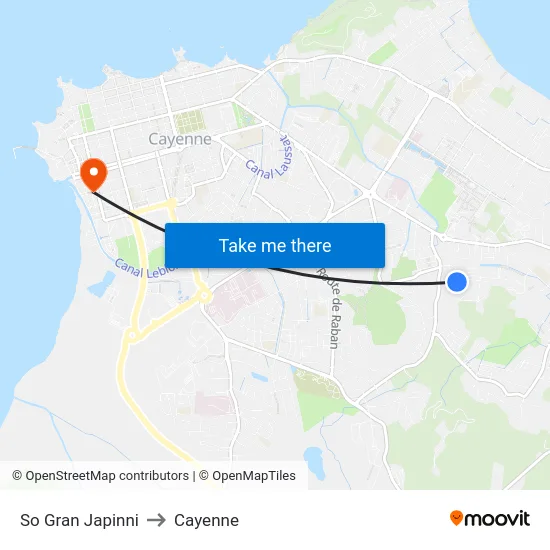 So Gran Japinni to Cayenne map