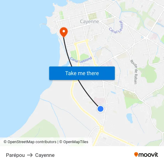 Parépou to Cayenne map