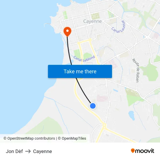 Jon Dèf to Cayenne map