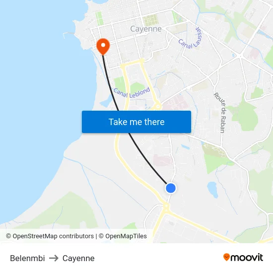 Belenmbi to Cayenne map